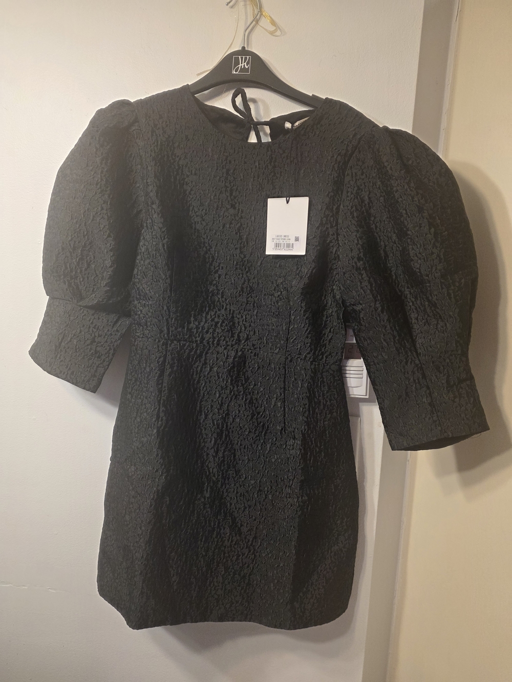 Glamorous Black Textured Puff Sleeve Mini Dress